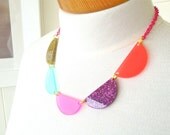 Scalloped Acrylic Necklace - Waterloo Sunset - Double Glitter