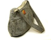 Fabric Handbag - Shoulder Bag - Fabric Purse -Grey Woven Fabric