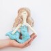 Sweet Mermaid doll handmade fabric doll softie plush turquoise cloth doll art doll lovely rag doll blonde Mermaid- gift for girl and mom