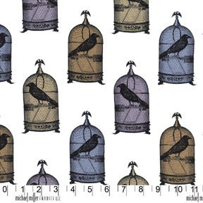 Jackdaws in Multi - Nevermore by Gillian Fullard for Michael Miller Fabrics, 100% Cotton, 1/2 Yard