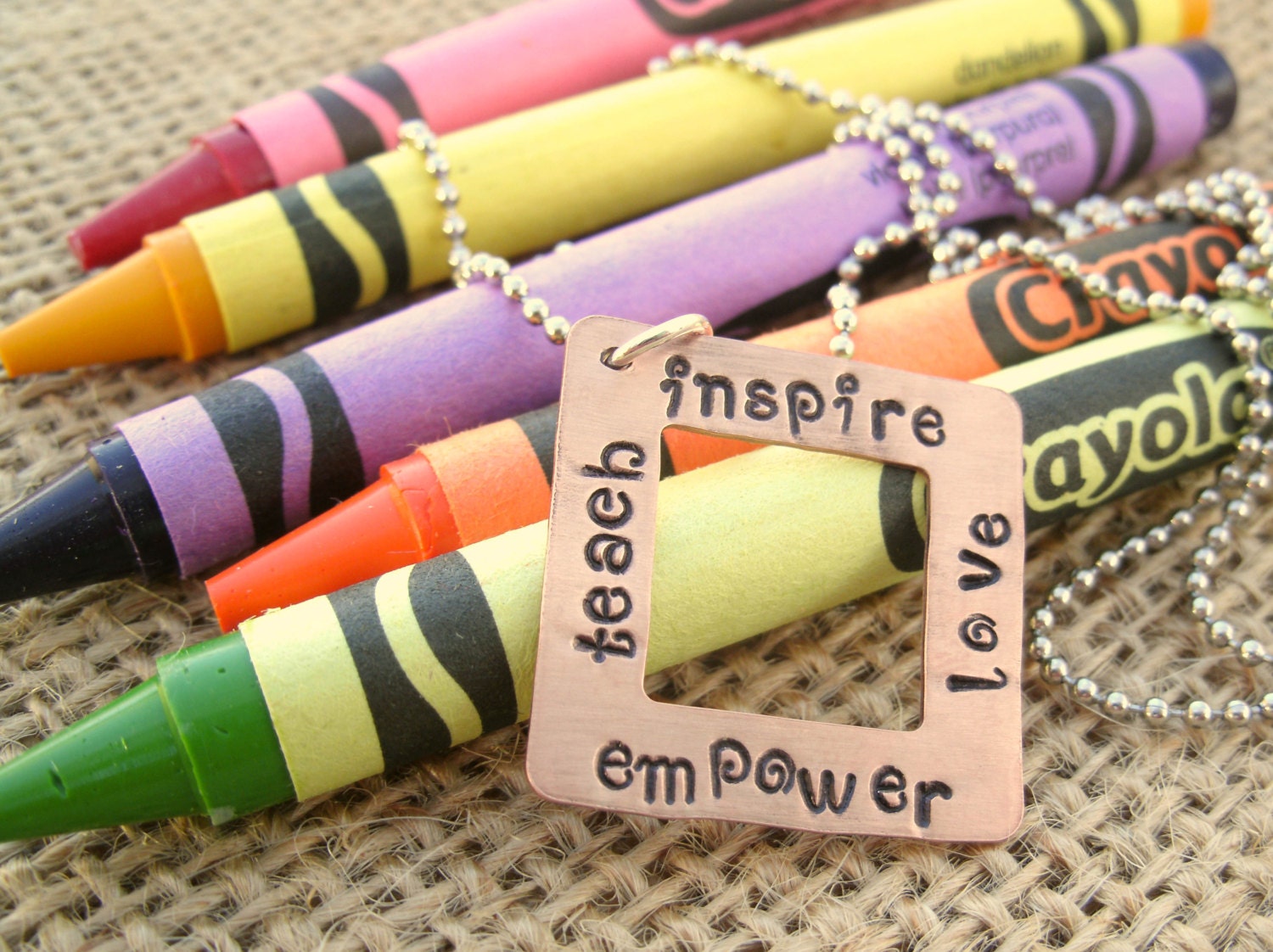 Teacher Necklace - Teacher Gift -Teach, Inspire, Love, Empower Necklace - Hand Stamped