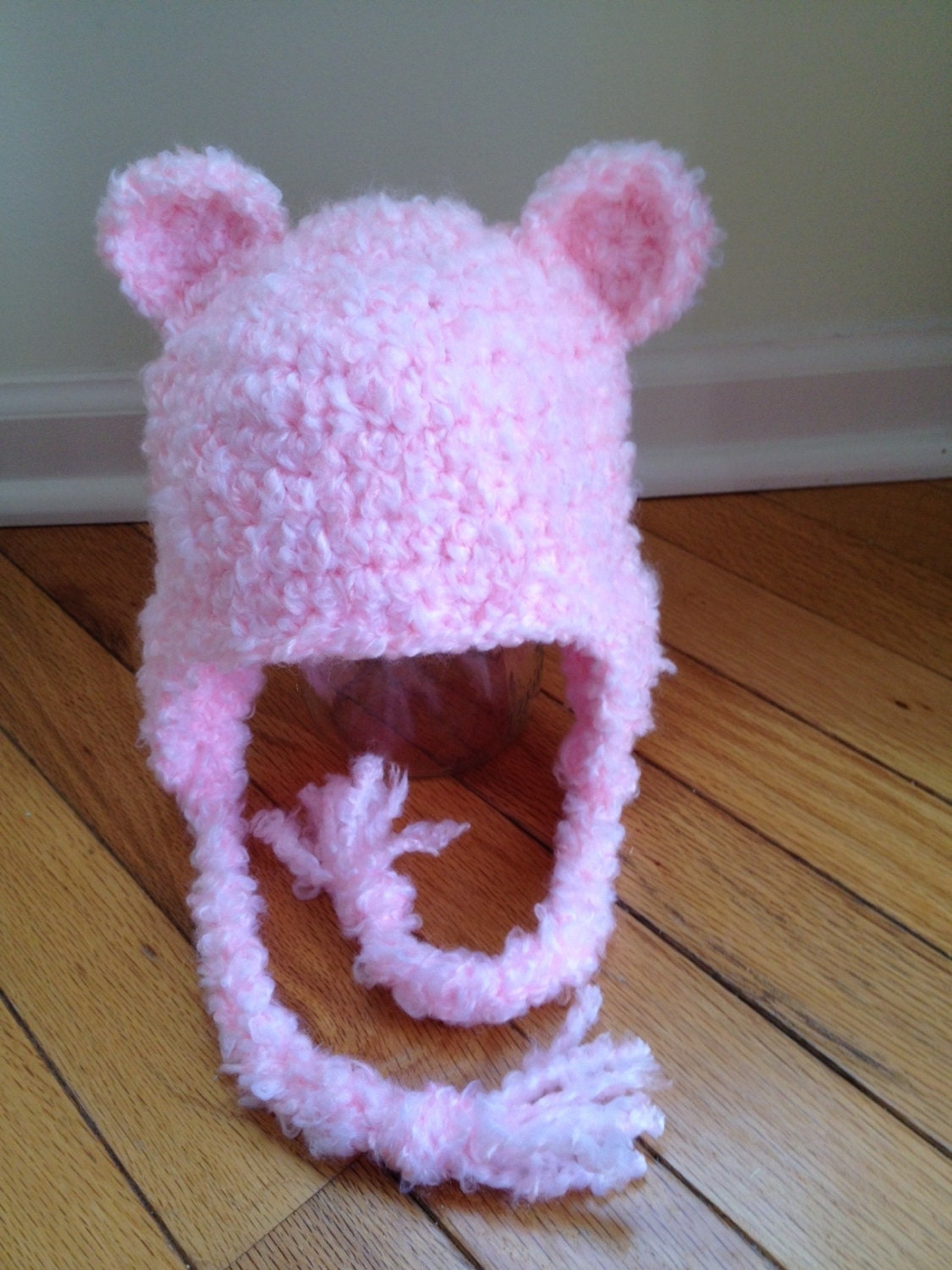 Pink Fuzzy Bear Hat