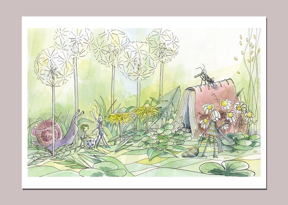 Sweet art. Dreamy kids illustration. Fantasy world. Kids room decor. Kids wall art. Watercolor print. Art for kids. Kids illustration.