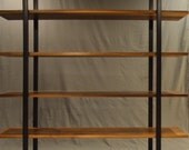 Floating Walnut and steel bookcase