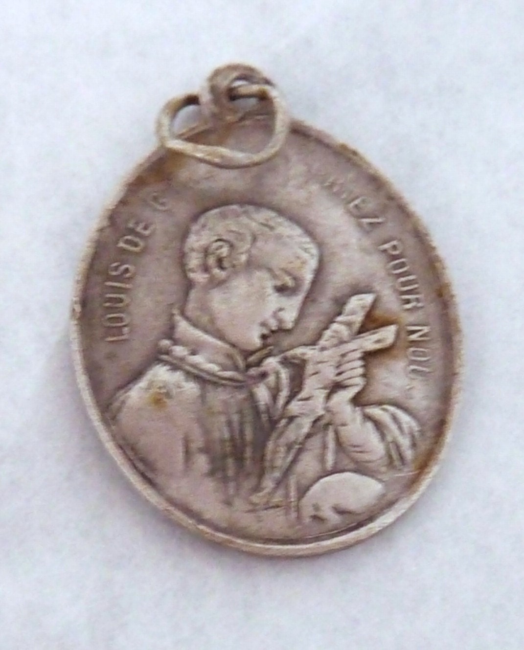 Vintage 800 Silver French Catholic Religious Medal St Ange Gardien Gonzague 17341