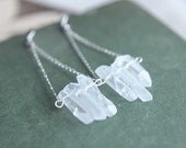 CLEARANCE - all must go, Crystal Quartz Earrings Point Rough Stone Crystal Quartz Stone Boho Style Modern Jewelry