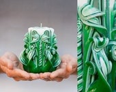 Carved candle - Green candle - Small candle