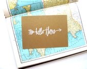 Hello There Arrow // White on Metallic Gold Gocco Print