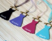 Bridesmaid Gift Personalized Wood Dress Tag or Charm with Ribbon (YOUR COLOR CHOICE) Will you be my Bridesmaid Maid of Honor