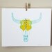 Botanical Buffalo Skull, digital art print, 8x10