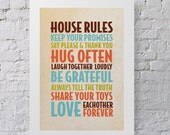 House Rules print children's A3 poster - fun and inspirational art for kids