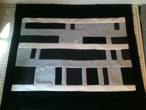 Black and white baby blanket CLEARANCE by ReinventionbyAngelaB