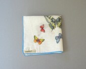 Mid Century Skandia Print Illustrated Swiss Handkerchief - Butterflies