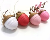 Pink Wedding Acorn Decorations Ornaments Paper Quilled Pink, Red and White
