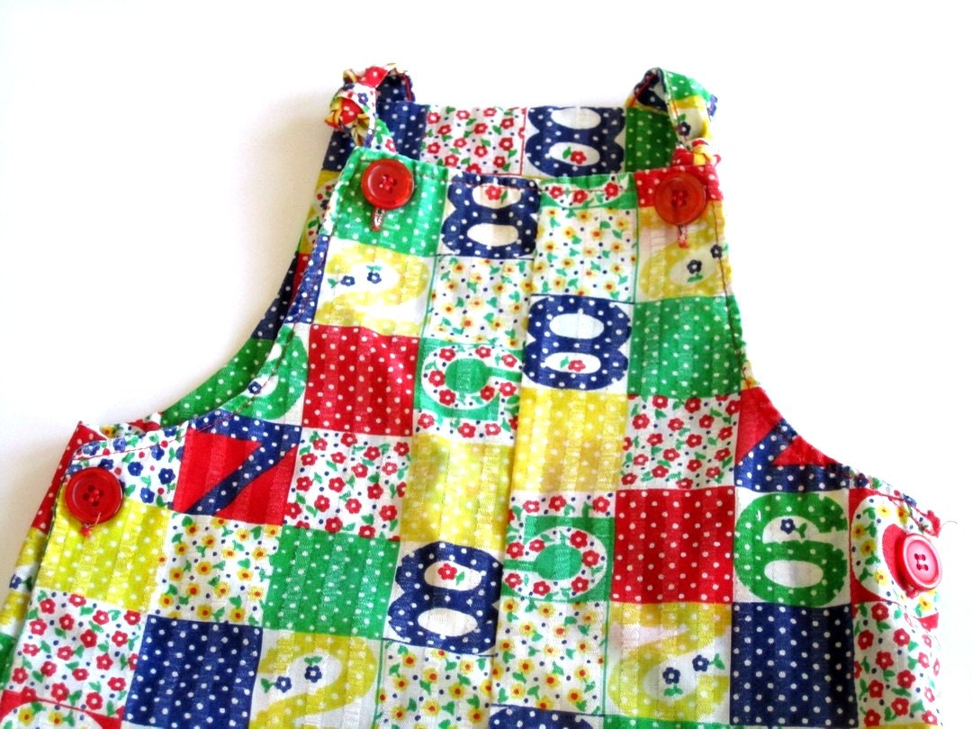 vintage girls jon jon patchwork numbers 2T