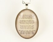 Robert Frost Poem Necklace, Stopping by Woods on a Snowy Evening Poetry Pendant, Quote Jewelry