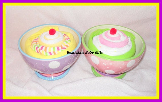 Adorable Baby Girl Onesie and Washcloth Ice Cream Sundaes-Beautiful Baby Gift Idea