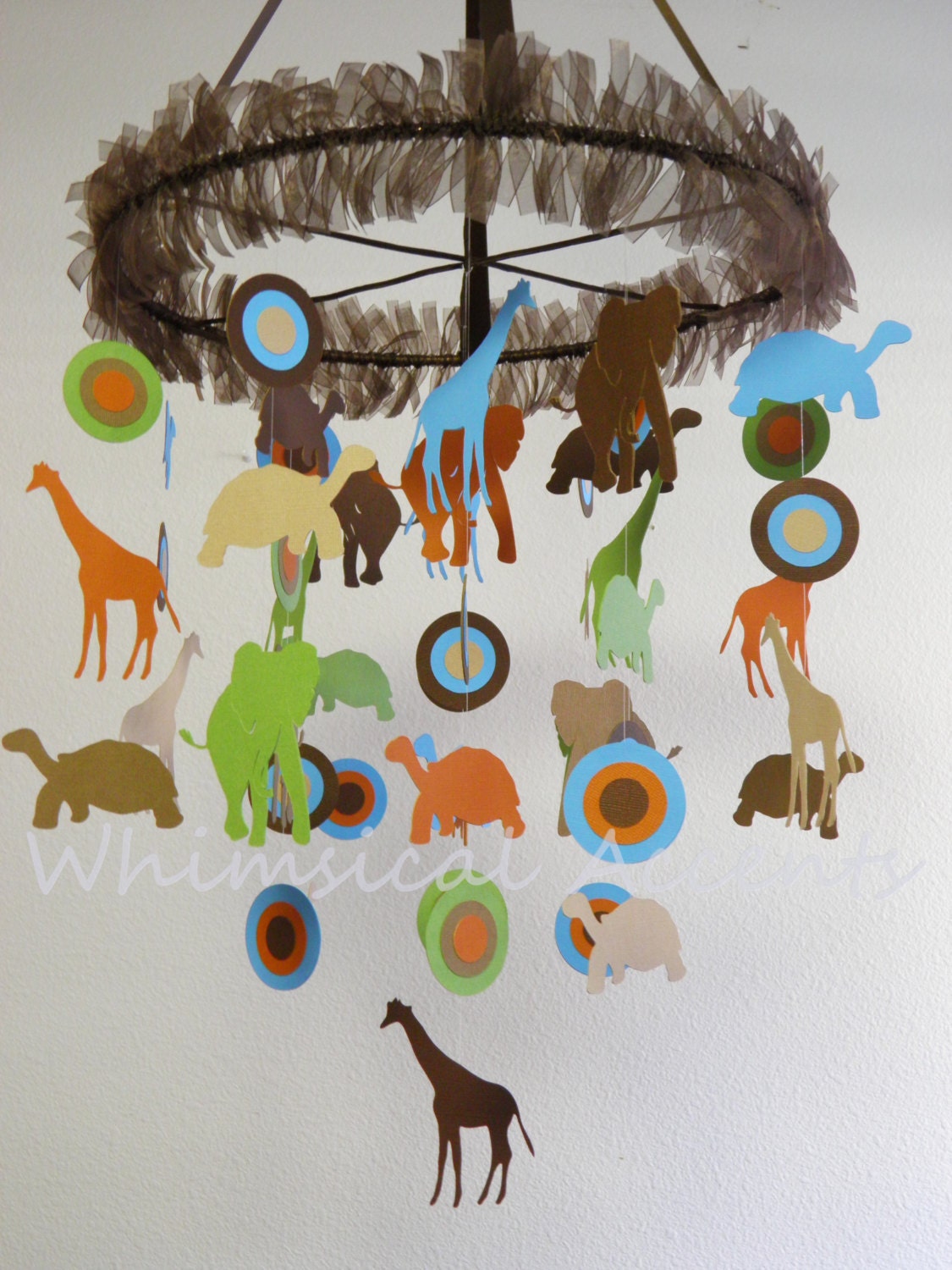 Going on A Safari Baby Paper Mobile - Extra Large with Turtles and Polka Dots
