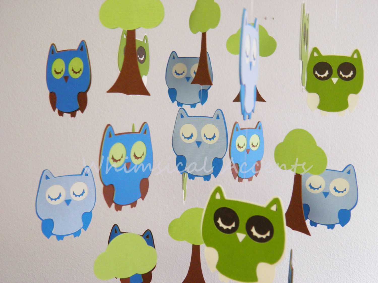 Sleep Tight Owl Baby Mobile in Green and Blue