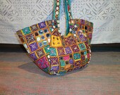 vintage banjara mirror work textile bag and handbags
