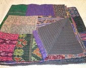 reversible handmade vintage kantha silk pattola patchwork