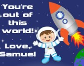 Astronaut Themed Personalized Valentines - Digital File