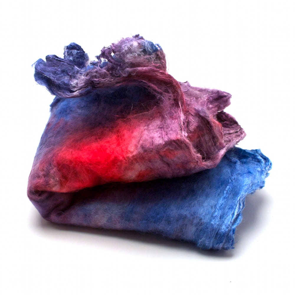 Hand-dyed Silk Mawatas (Hankies) for Spinning or Knitting- 0.7 ounces