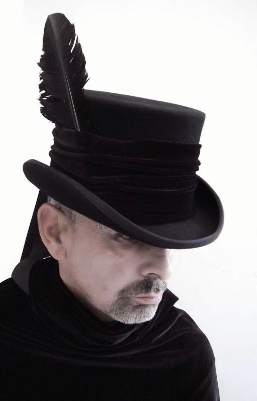 Raven man's top hat steampunk Victorian - Blackpin