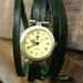 Green leather bracelet wrap watch fashion women's watch handmade men's watch wrist watch with silvery buckle adjustable B723-2
