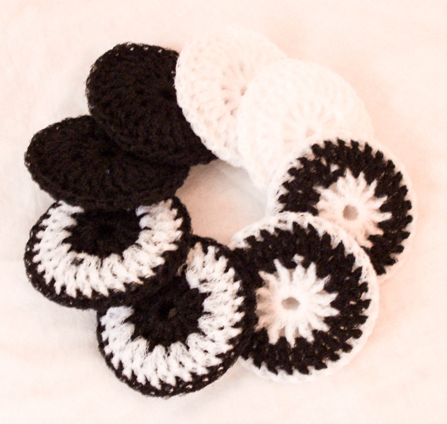 Nylon Pot Scrubber - Set of 8 - Yin and Yang Collection - Crochet Dish Scrubbies