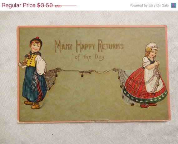 May Days Sale 1911 Antique Postcard Many Happy Returns of the Day