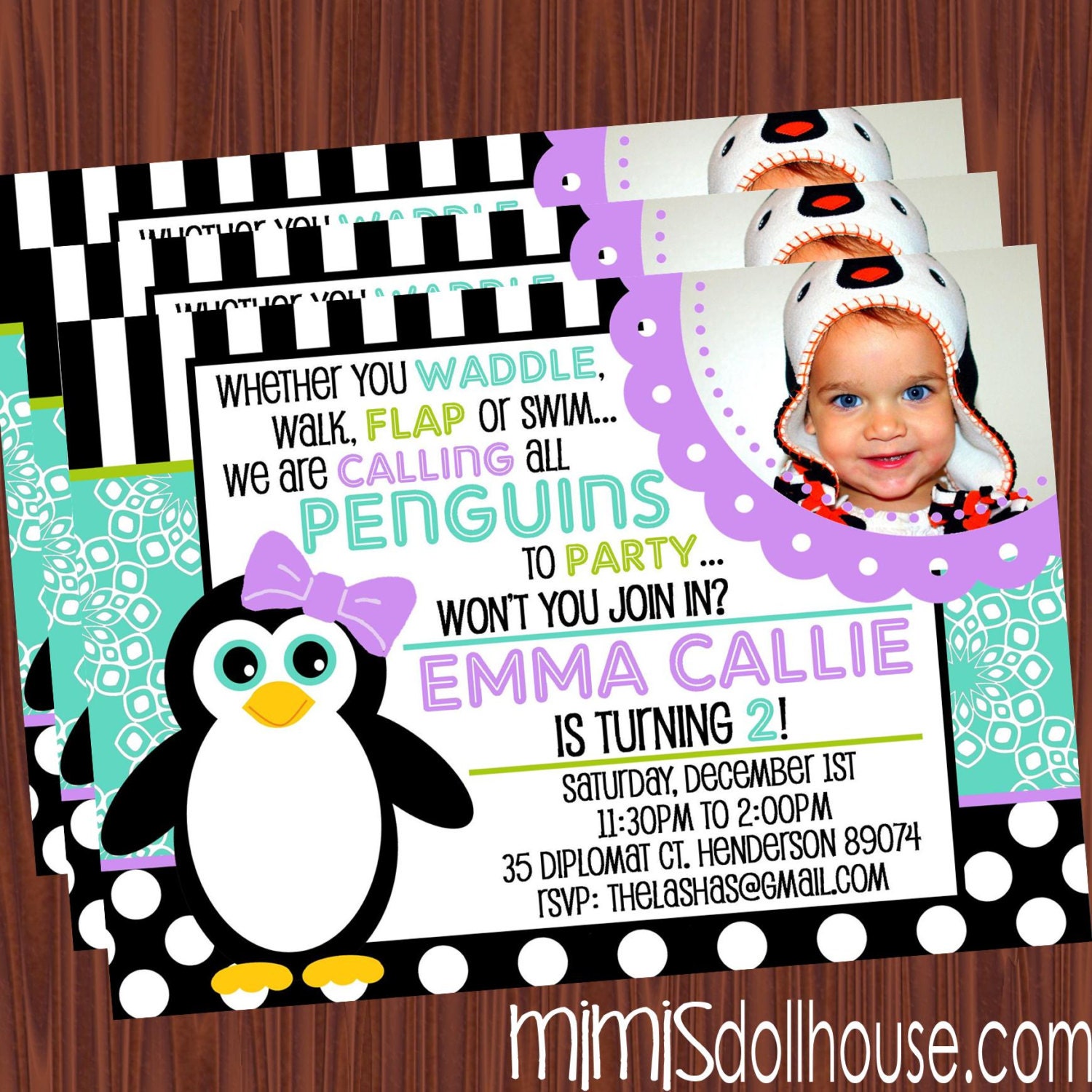 Penguin Invitation- Printable Penguin Birthday Party Invitation- Winter Party Invitation PDF/JPEG Il_570xn