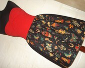 Plus Size Black Tattoo Print Skirt - High Waisted Ladies Mini Skirt - Rockabilly OOAK Handmade Ready to ship