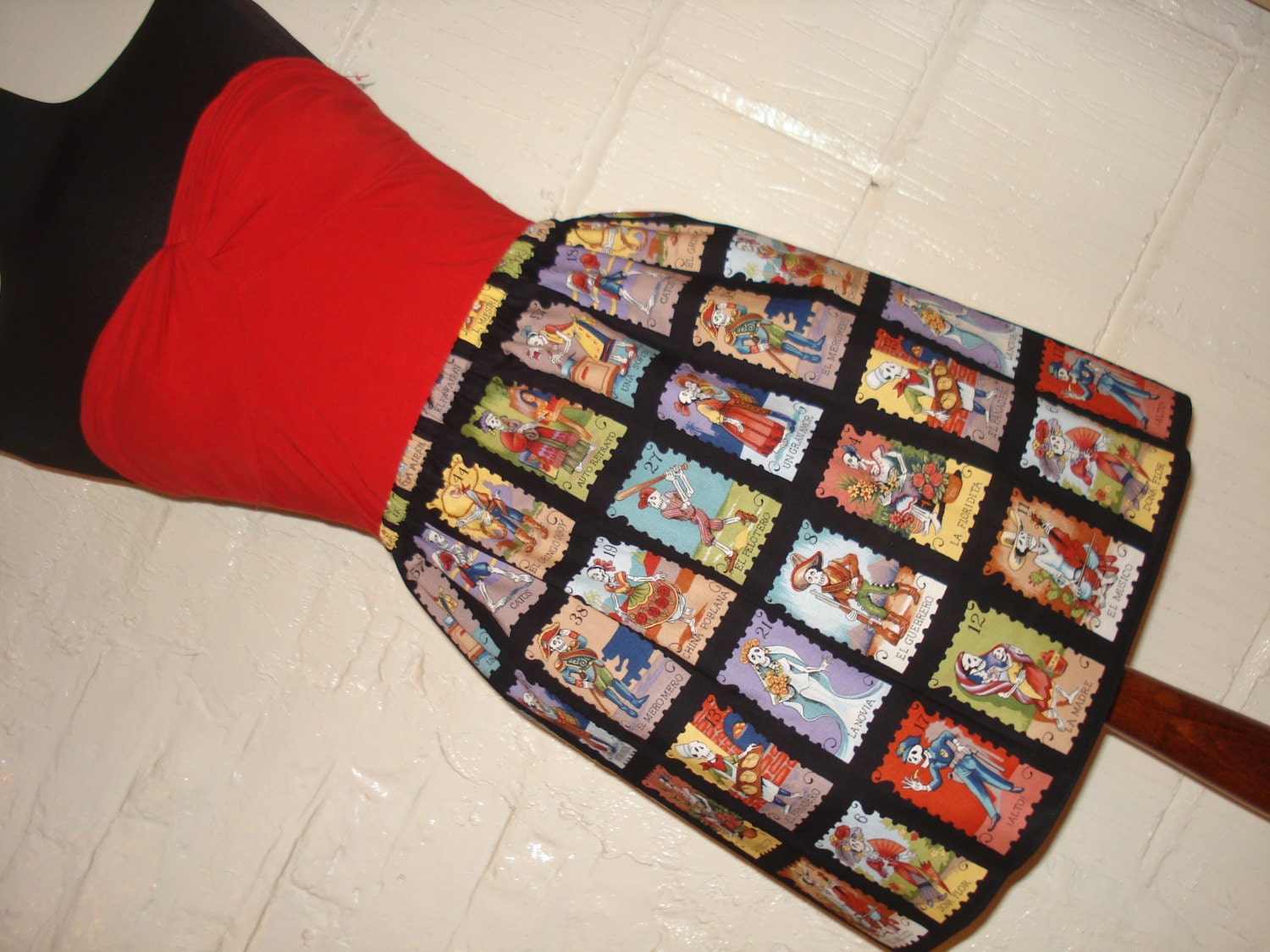 Black and Brights Tarot Card Style Mini Skirt -  Rockabilly Mexican Day of the Dead High Waisted Ladies Mini Skirt- Handmade & Ready to ship