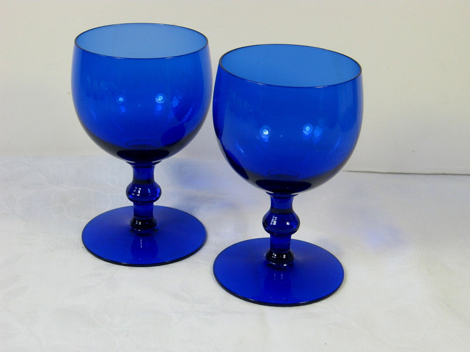Vintage COBALT Blue Cordial Glasses Royal Saphire Aperitif Glassware Set/2