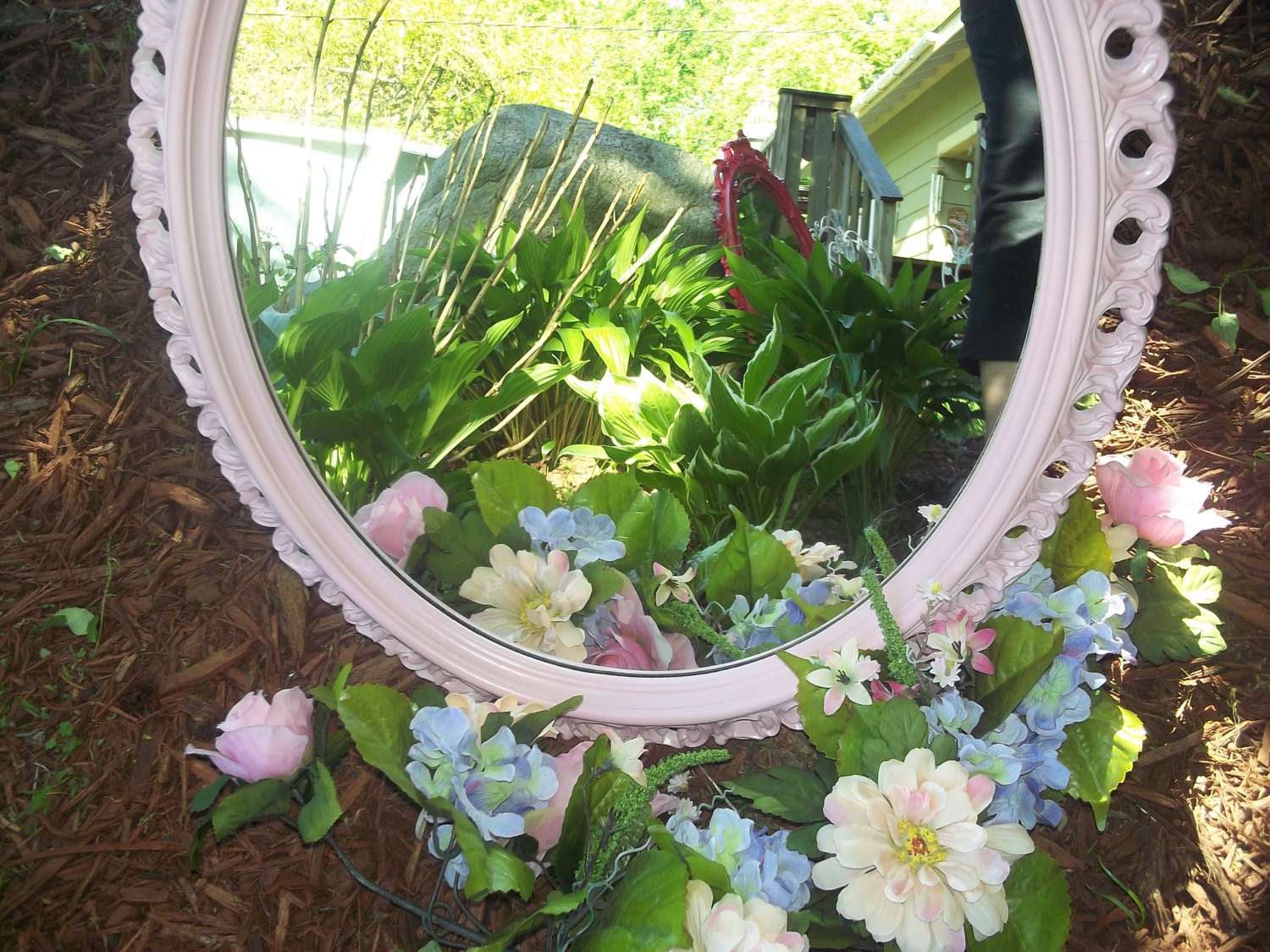 Hollywood Regency, Oh shabby chic, vintage Baby girl nursery ornate Pale PINK framed Turner mirror