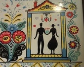 lovea Swedish folk art style tile trivet made in England - idaboughtthat