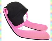 Long-Ear Pink Aviator Bunny Hat - Fleece Black Anime Earflaps Goth Raver Dance Warm Usagi Easter Cosplay Rabbit Ears Kawaii Clothing