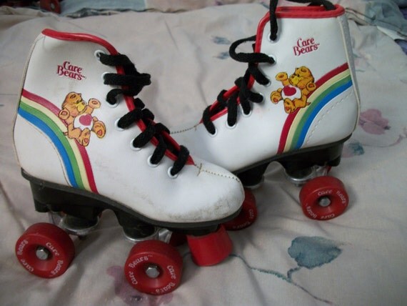Care Bear roller skates small childs size 10 by FairiesNook