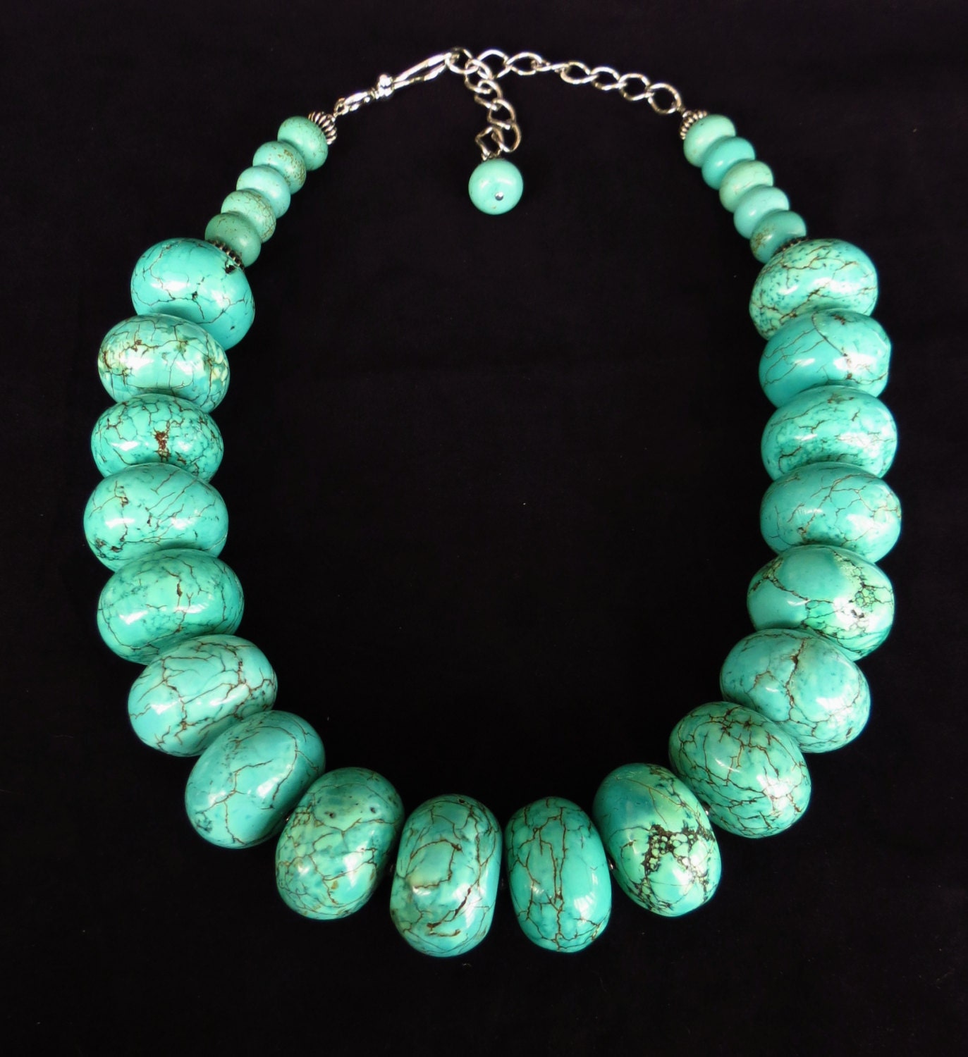 Turquoise Mega Statement Necklace - Blue Green Teal Cowgirl Necklace Statement Necklace Chunky Western Jewelry