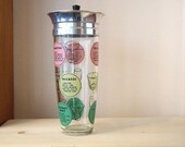 Vintage Retro 50s Mid-Century Martini Cocktail Recipe Glass Drink Shaker-Mixer with Strainer for the Retro Bar