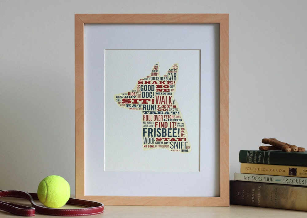 Typographic Dog Letterpress Art Print