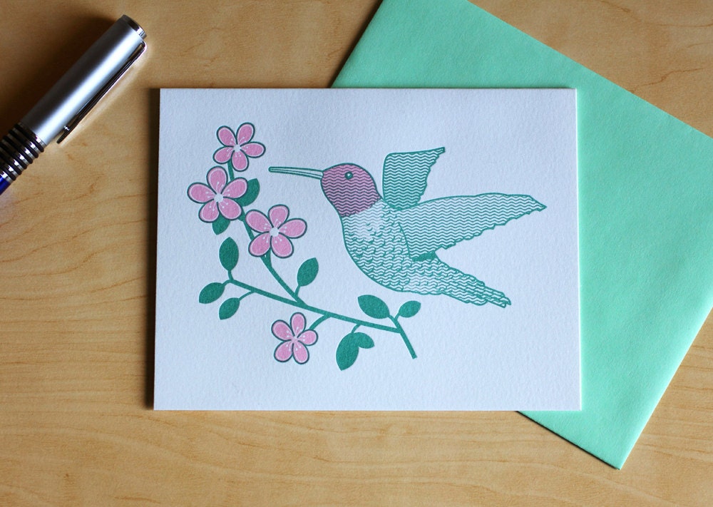 Hummingbird Letterpress Card