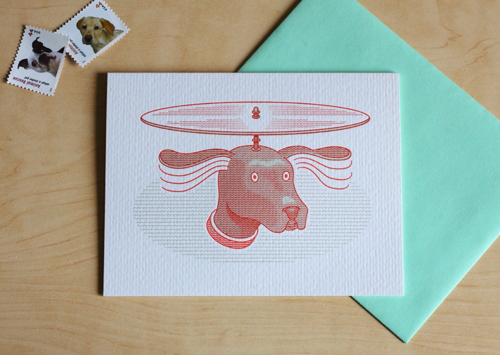 Heli-Dog Letterpress Card