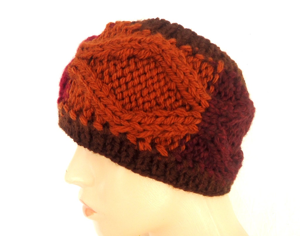 Women Knit  Cinnamon Head Wrap,Headband, Ear Warmer, Neck Warmer .
