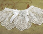 Ivory VictorianLace Wedding Bridal Garter Set Couture OOAK