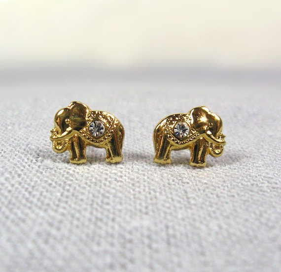 Gold  Earrings Studs, Elephant Earrings - nicearticles, серьги, сережки