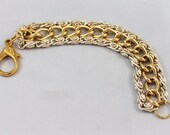 Chunky multi chain bracelet gold upcycled repurposed vintage large clasp high fashion unique urban vintage