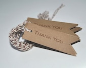 Vintage Inspired Flag Thank You Tags. Kraft Rustic Gift Tags Set of 30. Favor Tags Wedding Shower Birthday Stamped