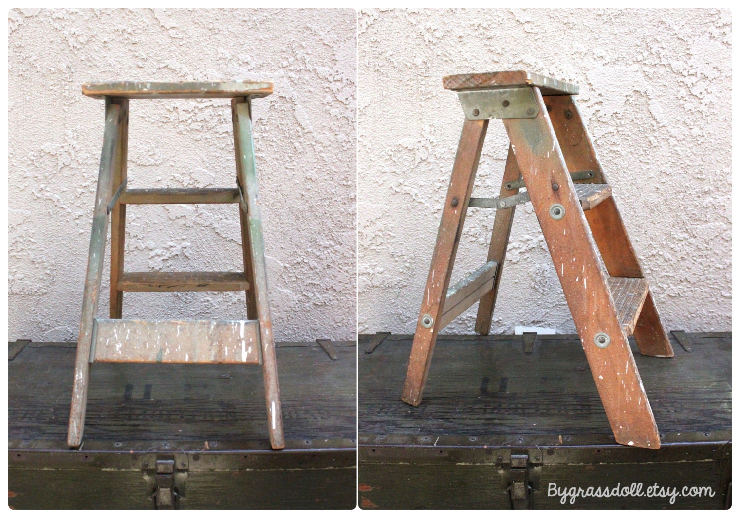 Vintage Wood Step Ladder by bygrassdoll on Etsy